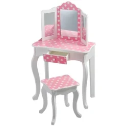 Polka Dot Fashion Prints Vanity Table & Stool Set Pink - Teamson Kids -Kids’ Furniture Store GUEST 01155bac e3df 4437 aeed 60698b770388