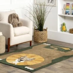 NuLOOM Tamira Colorful Lion Machine Washable Kids Area Rug