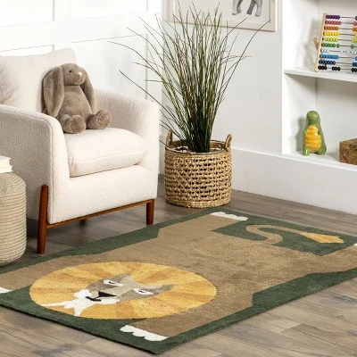 NuLOOM Tamira Colorful Lion Machine Washable Kids Area Rug 1 NuLOOM Tamira Colorful Lion Machine Washable Kids Area Rug