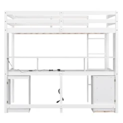 Loft Bed With Multi-Function Storage Table, LED Lights, Bedside Tray And Charging Station, White - ModernLuxe -Kids’ Furniture Store GUEST 026dbc1b c1e3 4184 ac25 39d2cb3e85d5