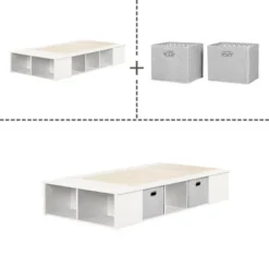 Twin Flexible Platform Bed With Baskets Pure White - South Shore -Kids’ Furniture Store GUEST 0281eff3 ea6f 4acc 9529 a78aca669f20