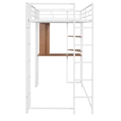 Twin Metal Loft Bed With 2 Shelves And Desk - ModernLuxe -Kids’ Furniture Store GUEST 039041aa 3d1e 41b9 a210 0c1442e9032f