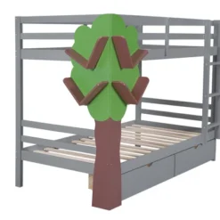 Twin-Over-Twin Bunk Bed With A Tree Decor And Two Storage Drawers-ModernLuxe -Kids’ Furniture Store GUEST 03cd6975 5f79 4ee5 b04d 823772e42455
