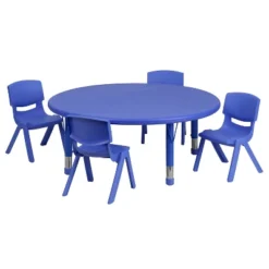 Flash Furniture 45" Round Plastic Height Adjustable Activity Table Set With 4 Chairs 18 Flash Furniture 45" Round Plastic Height Adjustable Activity Table Set With 4 Chairs -Kids’ Furniture Store GUEST 03f29b2d 57c0 40da 82c8 077c619e1dc3