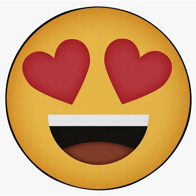 Deerlux Emoji Style Round Funny Smiley Face Kids Area Rug, Heart Eyes Emoji Rug, 36'' X 36'' 2 Deerlux Emoji Style Round Funny Smiley Face Kids Area Rug, Heart Eyes Emoji Rug, 36'' X 36'' - Image 2