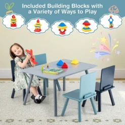Costway 5 Piece Kids Wooden Activity Table And 4 Chairs Play Set Gift W/ Building Blocks -Kids’ Furniture Store GUEST 07ffa41a 0fbb 4514 a500 6ad2fe5a0cee