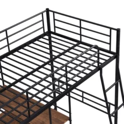 Twin Size Metal Loft Bed With Built-in Desk And Shelves - ModernLuxe -Kids’ Furniture Store GUEST 0801dc8f 5945 48a5 98ec a51ad1ad6fc3