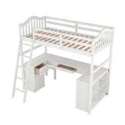 Twin Size Wooden Loft Bed With Drawers, Cabinet, Shelves And Desk-ModernLuxe -Kids’ Furniture Store GUEST 09f6d1dd ba90 46da 8c28 b0d8278debcb