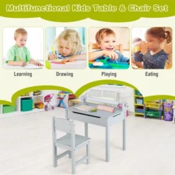 Costway Toddler Craft Table & Chair Set Kids Art Crafts Table WithPaper Roll Holder Grey/White -Kids’ Furniture Store GUEST 0a5fae68 5e04 4877 a2bd 69bb1fefbf4d
