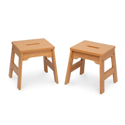 Melissa & Doug Wooden Stools - Set Of 2 - Natural 2 Melissa & Doug Wooden Stools - Set Of 2 - Natural - Image 2