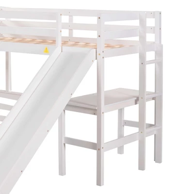 Twin Over Full Bunk Bed With Twin Size Loft Bed With Desk, Slide And Full Length Rail - ModernLuxe 9 Twin Over Full Bunk Bed With Twin Size Loft Bed With Desk, Slide And Full Length Rail - ModernLuxe - Image 9