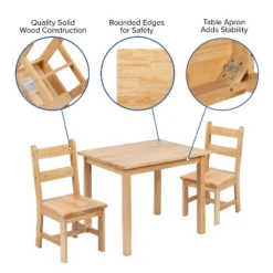 Emma And Oliver Kids 3 Piece Solid Hardwood Table And Chair Set For Playroom, Kitchen 25 Emma And Oliver Kids 3 Piece Solid Hardwood Table And Chair Set For Playroom, Kitchen -Kids’ Furniture Store GUEST 0bf9d919 a115 4ffe a6b2 d493e1126156
