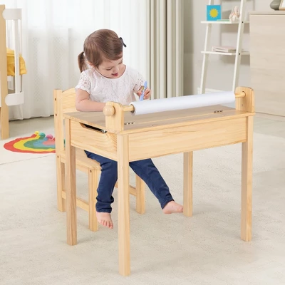 Costway Toddler Multi Activity Table With Chair Kids Art & Crafts Table With Paper Roll Holder 4 Costway Toddler Multi Activity Table With Chair Kids Art & Crafts Table With Paper Roll Holder - Image 4