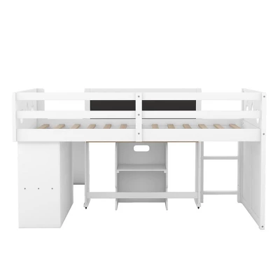 Wood Loft Bed With Slide, Cabinets, Blackboard, Desk And Chair-ModernLuxe 8 Wood Loft Bed With Slide, Cabinets, Blackboard, Desk And Chair-ModernLuxe - Image 8