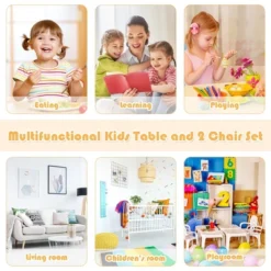 Costway Kids Wooden Table & 2 Chairs Set Children Activity Table Set -Kids’ Furniture Store GUEST 0eeffc65 48a3 4348 8feb 6315395e5625
