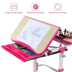 Costway Children Desk Chair Set Adjustable Study Table Drawer Winged Backrest Chair -Kids’ Furniture Store GUEST 0f58563d 3691 4d3e 9b3e eb642e6316f0