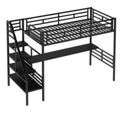 Metal Twin Size Loft Bed With Desk, Black - ModernLuxe -Kids’ Furniture Store GUEST 0fba7b43 5338 471d 9e9a 0931239107e9