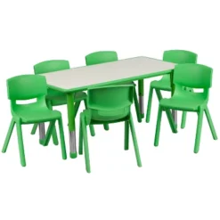 Emma And Oliver 23.625"W X 47.25"L Rectangular Plastic Height Adjustable Activity Table Set With 6 Chairs 29 Emma And Oliver 23.625"W X 47.25"L Rectangular Plastic Height Adjustable Activity Table Set With 6 Chairs -Kids’ Furniture Store GUEST 1011de92 1358 40ec 9e6a 3dc1e96cd79b