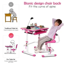Costway Children Desk Chair Set Adjustable Study Table Drawer Winged Backrest Chair -Kids’ Furniture Store GUEST 11270985 9478 466c a92b 8f29ffc2dab3