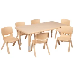 Flash Furniture 24"W X 48"L Rectangular Plastic Height Adjustable Activity Table Set With 6 Chairs 21 Flash Furniture 24"W X 48"L Rectangular Plastic Height Adjustable Activity Table Set With 6 Chairs -Kids’ Furniture Store GUEST 152e16ac 087a 4bb9 bfdd f934b24f833d 1