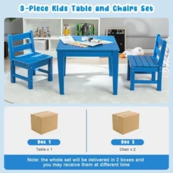 Costway 3PCS Kids Table & 2 Chairs Set Outdoor Heavy-Duty All-Weather Activity Table Set -Kids’ Furniture Store GUEST 15ec18b6 acf3 4f63 8bed 1ad969a2ec62