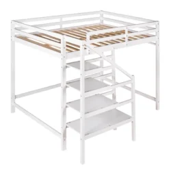 Full Size Loft Bed With Staircase And Safety Guardrails Gray/White-ModernLuxe -Kids’ Furniture Store GUEST 1afeb3a3 f201 4c9a 85be 1c91189a0c59