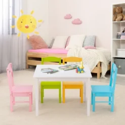 Costway 5 Pieces Kids Wood Table & Chair Set For 2-6 Years Colorful 11 Costway 5 Pieces Kids Wood Table & Chair Set For 2-6 Years Colorful -Kids’ Furniture Store GUEST 1c28236a f08b 47ce bb44 5ffffbfd052f