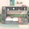 Twin Over Full Bunk Bed With Shelves, Storage Staircase And 2 Drawers - ModernLuxe