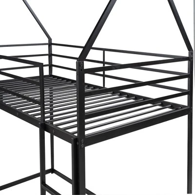 Twin Over Twin House Bunk Bed With Ladder And Slide - ModernLuxe 8 Twin Over Twin House Bunk Bed With Ladder And Slide - ModernLuxe - Image 8