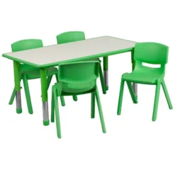 Emma And Oliver 23.625"W X 47.25"L Rectangular Plastic Height Adjustable Activity Table Set With 4 Chairs -Kids’ Furniture Store GUEST 1e970c6c 7142 4809 bdf3 074073536da7 1