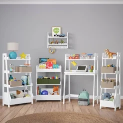 Kids' 2 Tier Ladder Wall Shelf With Hooks White - RiverRidge Home -Kids’ Furniture Store GUEST 1ee5c927 59cf 479c ae12 45aea42d9f95