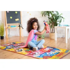 KC CUBS | Justice League Girls Kids Hopscotch Number Counting Educational Learning & Game Play Nursery Bedroom Classroom Rug Carpet, 2' 7" X 6' 0" -Kids’ Furniture Store GUEST 1fa31024 ba22 4f5b adc7 542f1969e70e