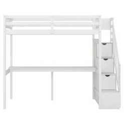 Twin Size Loft Bed With Storage Staircase And Built-in Desk-ModernLuxe -Kids’ Furniture Store GUEST 202eeca1 76d1 4d51 ad39 ae146adcd074