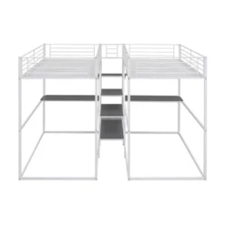 Double Twin Over Twin Size Metal Bunk Bed With Desk, Shelves And Storage Staircase-ModernLuxe -Kids’ Furniture Store GUEST 226beb20 4da8 4f8b b5f3 a7f93563a1f8