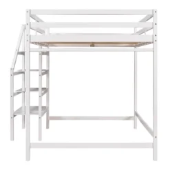 Full Size Loft Bed With Staircase And Safety Guardrails Gray/White-ModernLuxe -Kids’ Furniture Store GUEST 232b8b5b 0499 4757 b8a7 832722695bb8