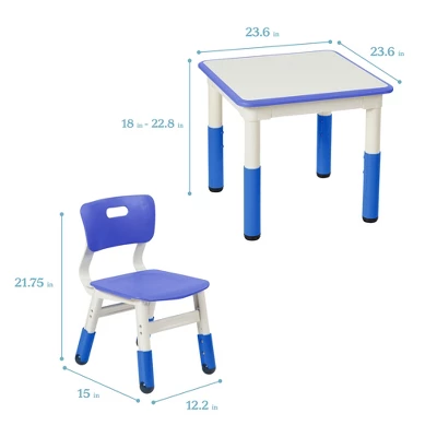 ECR4Kids Square Resin Dry-Erase Adjustable Activity Table With 2 Chairs (3-Piece Set) 1 ECR4Kids Square Resin Dry-Erase Adjustable Activity Table With 2 Chairs (3-Piece Set)