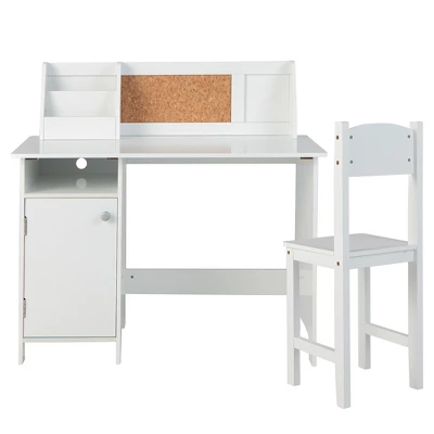 Costway Kids Desk And Chair Set Study Writing Workstation With Bookshelf & Bulletin Board 9 Costway Kids Desk And Chair Set Study Writing Workstation With Bookshelf & Bulletin Board - Image 9
