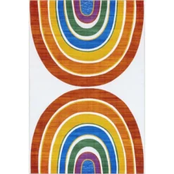 NuLOOM Classic Double Rainbow Machine Washable Kids Area Rug -Kids’ Furniture Store GUEST 240f4bcc c73e 48ad 95e2 ae07a8d47653