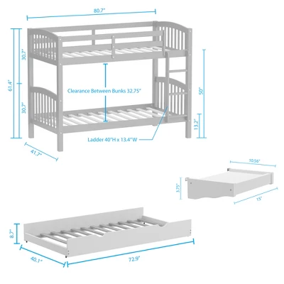 Glenwillow Home Arca Solid Wood Twin Over Twin Bunk Bed 9 Glenwillow Home Arca Solid Wood Twin Over Twin Bunk Bed - Image 9