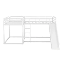 Full And Twin Size L-Shaped Metal Bunk Bed With Slide And Ladder-ModernLuxe -Kids’ Furniture Store GUEST 25cc18e8 dd21 4988 9a3d 44cc21e38fd1