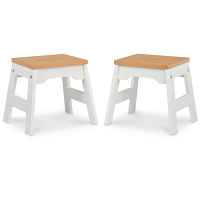 Melissa & Doug Wooden Stools - Set Of 2 - White/Natural 2 Melissa & Doug Wooden Stools - Set Of 2 - White/Natural - Image 2