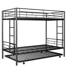 Twin Over Twin Metal Bunk Bed With Trundle Bed And Ladders-ModernLuxe 20 Twin Over Twin Metal Bunk Bed With Trundle Bed And Ladders-ModernLuxe -Kids’ Furniture Store GUEST 278b6c2f 5f00 46a0 945d 501127aad3b1