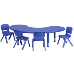 Emma And Oliver 35"W X 65"L Half-Moon Plastic Height Adjustable Activity Table Set With 4 Chairs 5 Emma And Oliver 35"W X 65"L Half-Moon Plastic Height Adjustable Activity Table Set With 4 Chairs -Kids’ Furniture Store GUEST 28d95600 b9c4 4961 a3fa e9771a7ce748