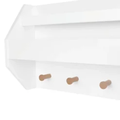 Kids' Catch-All Wall Shelf With Bookrack And Hooks White - RiverRidge Home