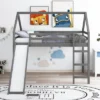 Full Size House Shape Loft Bed With Slides - ModernLuxe