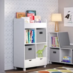 Kids' Book Nook Cubby Storage Cabinet With Bookrack - RiverRidge Home