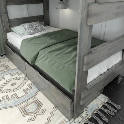 Max & Lily Farmhouse Twin Over Twin Bunk Bed With Storage Drawers 2 Max & Lily Farmhouse Twin Over Twin Bunk Bed With Storage Drawers - Image 2