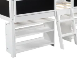 Twin Size Low Loft Bed With Two Removable Shelves, Ladder And Decorative Rail Chalkboard - ModernLuxe -Kids’ Furniture Store GUEST 2c9ea90d 5d51 4b89 8f60 3655e543e203