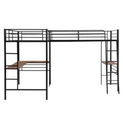 Metal Twin Size Loft Bed With Two Built-in Desks, Black - ModernLuxe -Kids’ Furniture Store GUEST 2ca544d5 0cdc 4769 a41c 97eade787cdf