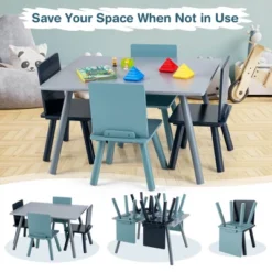 Costway 5 Piece Kids Wooden Activity Table And 4 Chairs Play Set Gift W/ Building Blocks -Kids’ Furniture Store GUEST 2d94490b 92d6 447b bc21 190846623851
